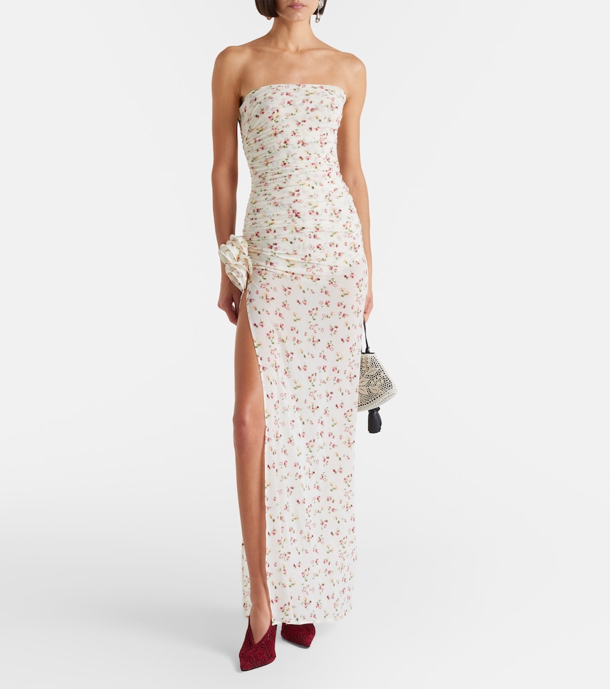 Magda Butrym Floral ruched strapless maxi dress
