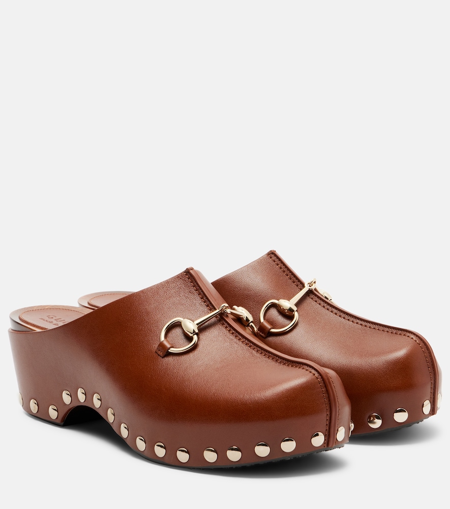 Gucci Horsebit studded leather platform clogs