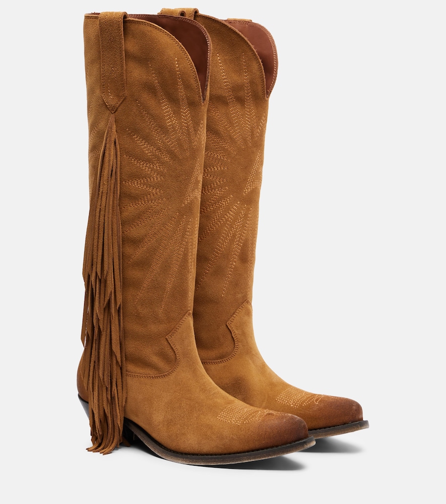 Golden Goose Stivali texani Wish Star in suede con frange
