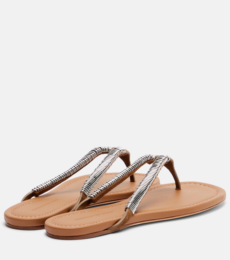  Christopher Esber Christopher Esber Frida Embellished Suede Thong Sandals 