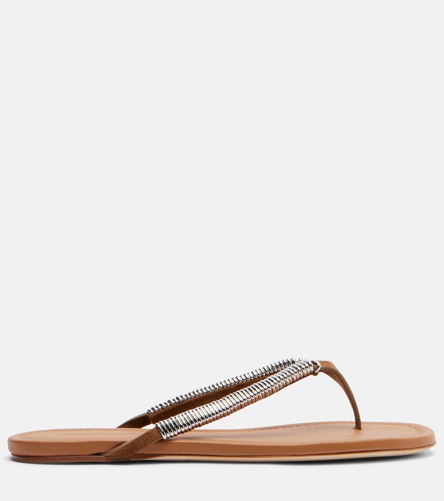 Frida Embellished Suede Thong Sandals