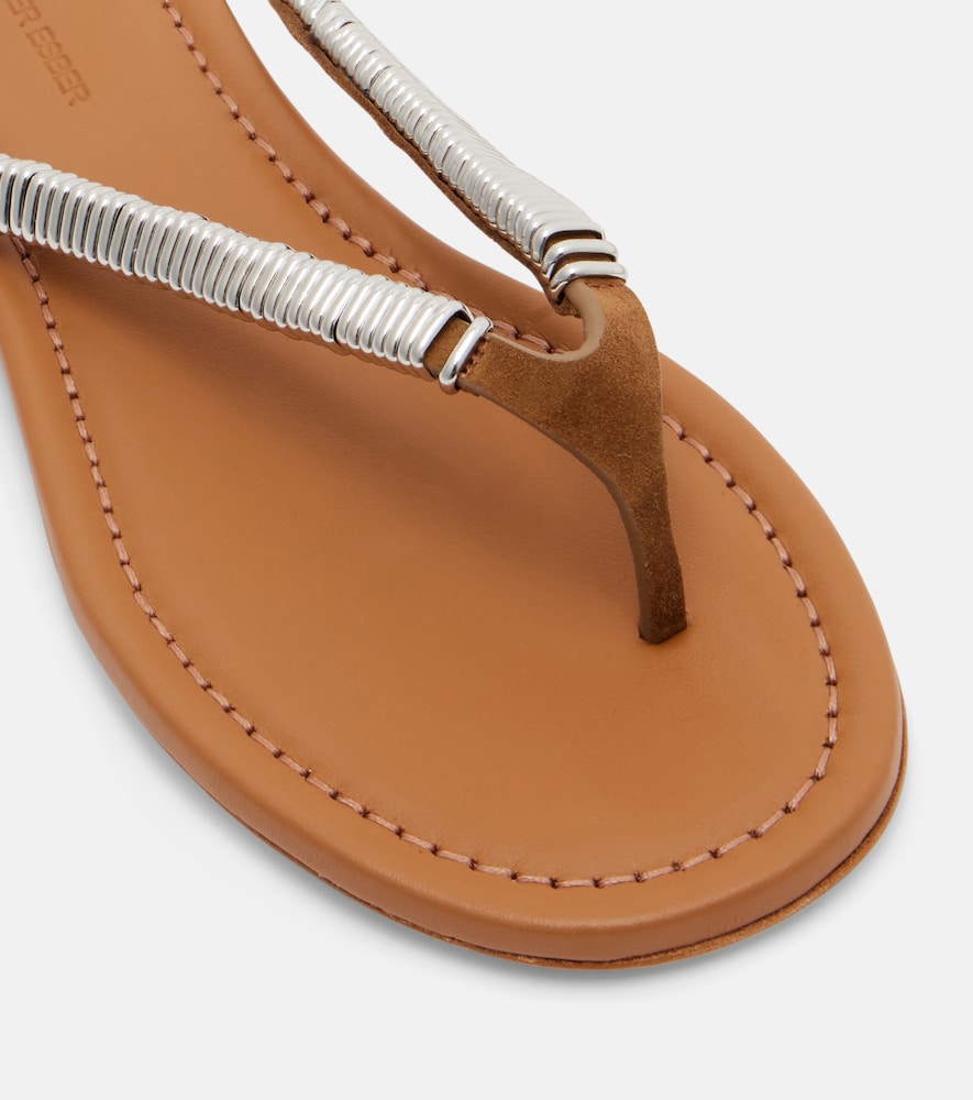  Christopher Esber Christopher Esber Frida Embellished Suede Thong Sandals 