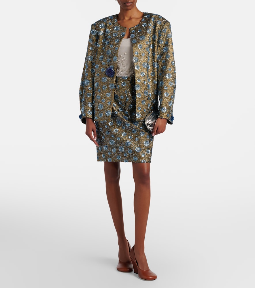  Jacques Wei Jacques Wei Floral Sequined Oversized Jacket 