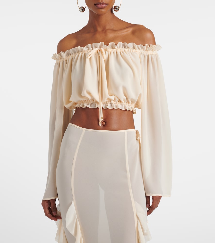 Bananhot Ora ruffled off-shoulder crop top