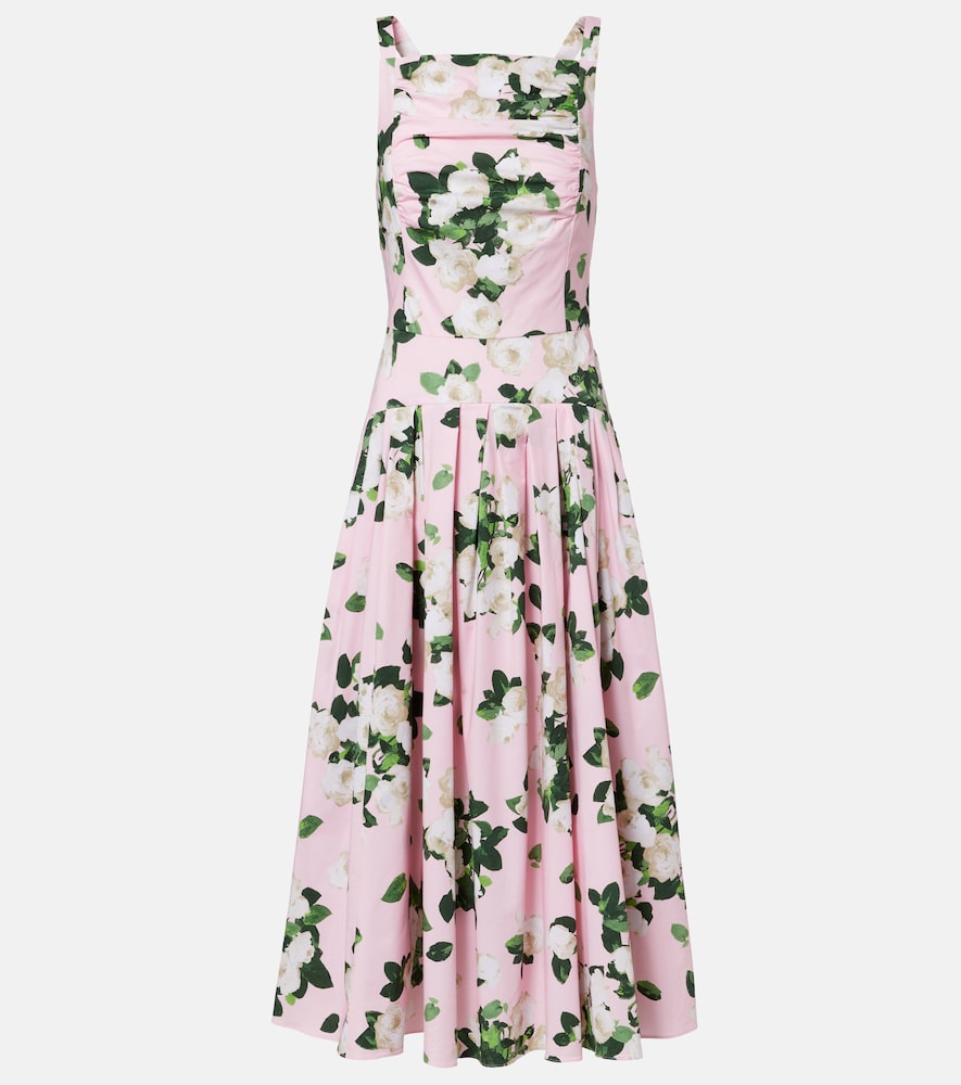 Carolina Herrera Floral pleated cotton-blend midi dress