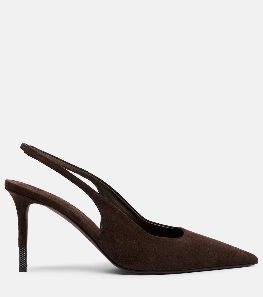 Brunello Cucinelli Brunello Cucinelli Monili Suede Slingback Pumps 