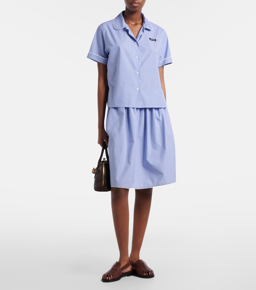  Miu Miu Miu Miu Gingham Lace-trimmed Cotton Midi Skirt 