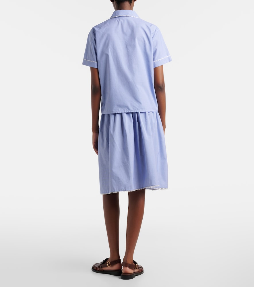  Miu Miu Miu Miu Gingham Lace-trimmed Cotton Midi Skirt 