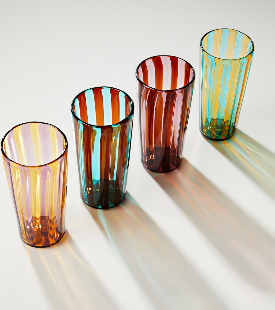  Akua Objects Akua Objects Augusta Set Of 4 Striped Glasses 