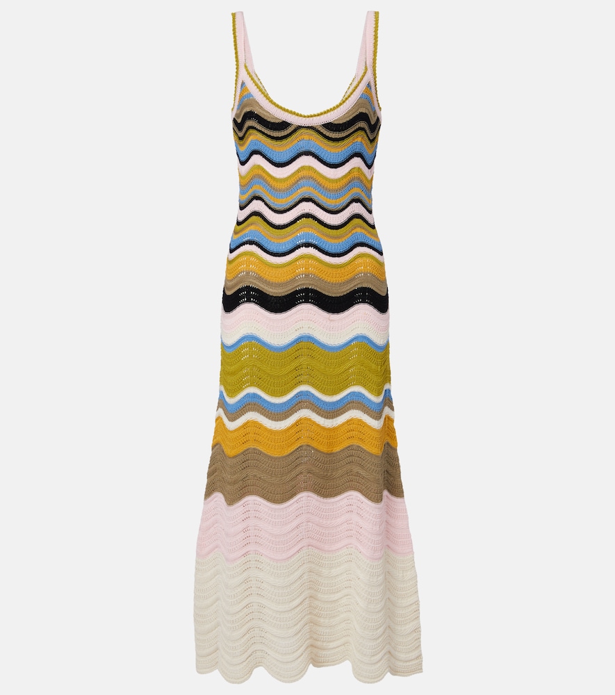 Abito midi in cotone crochet chevron