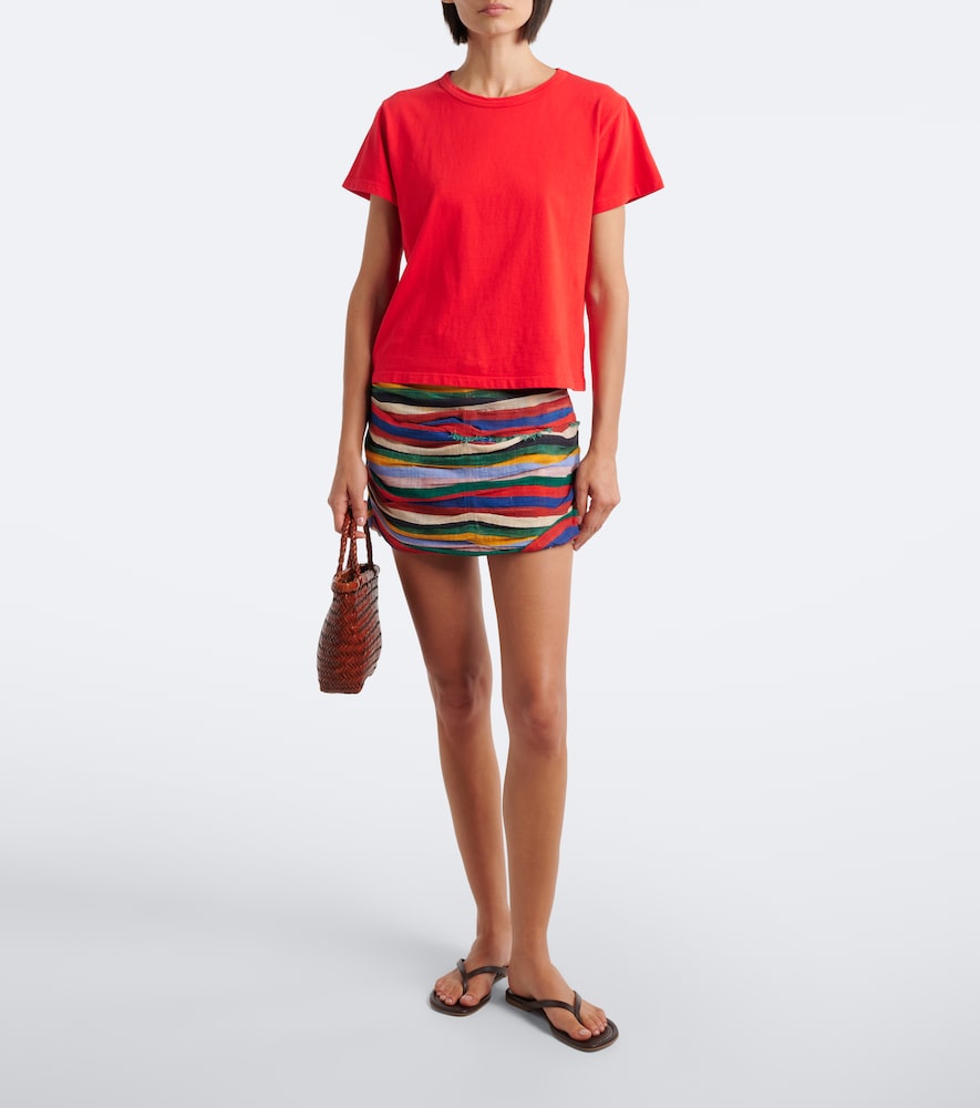Nicola Ruched Cotton Gauze Miniskirt