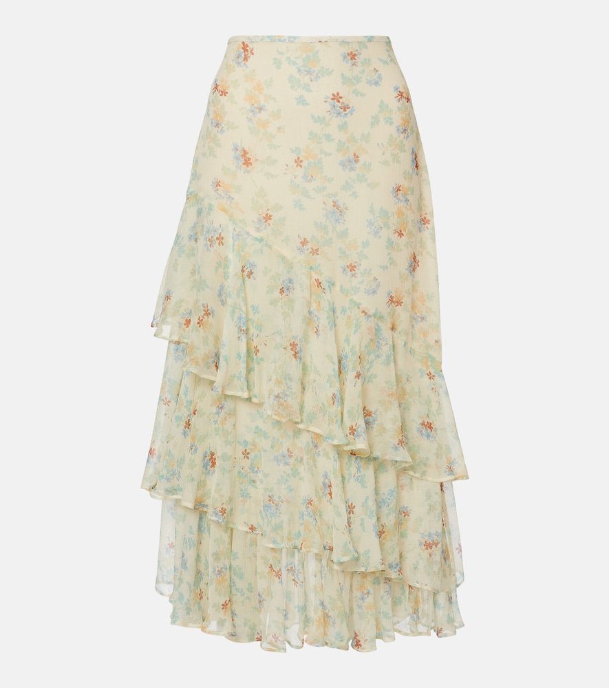 Gonna midi Meadow in seta con stampa floreale