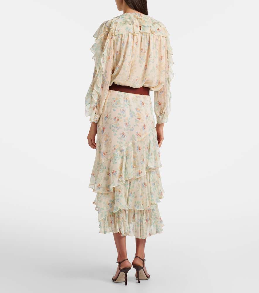 Meadow Floral Silk Chiffon Midi