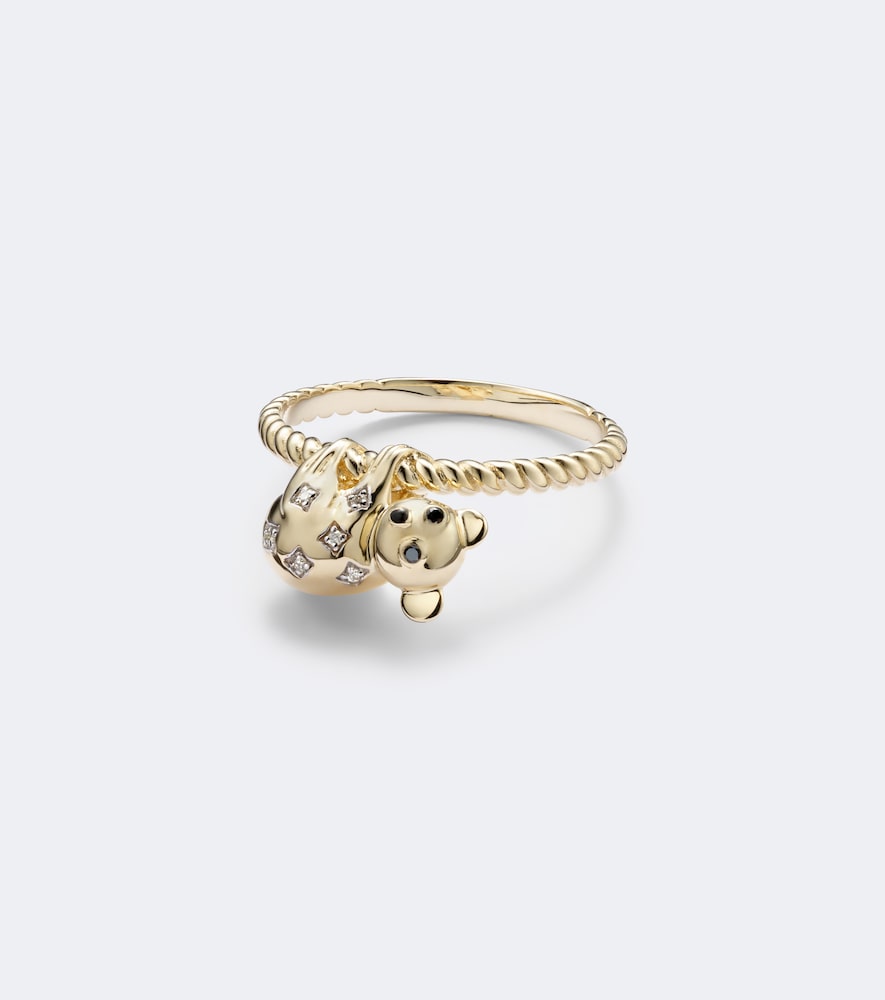 Yvonne Léon Ring Koala aus 9kt Gelbgold mit Diamanten