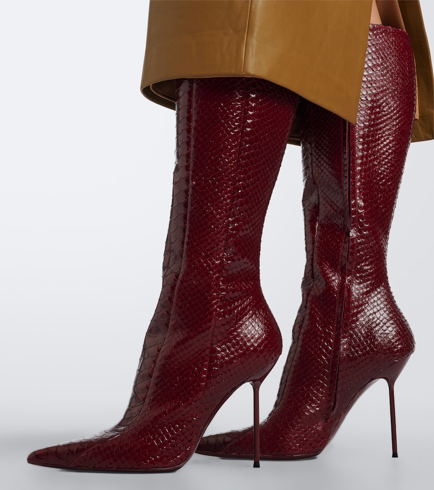 Lidia Snake-Effect Knee-High Boots