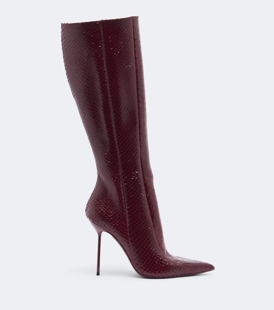 Lidia Snake-Effect Knee-High Boots