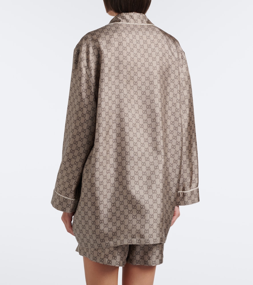 GG Silk Twill Pajama Shirt