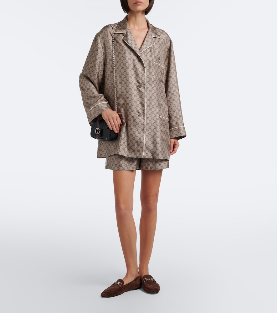 GG Silk Twill Pajama Shirt