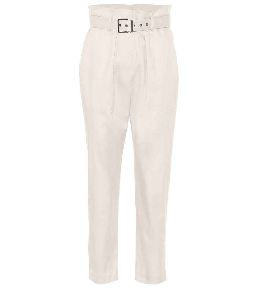 BRUNELLO CUCINELLI BELTED STRETCH-COTTON PAPERBAG PANTS,P00489097