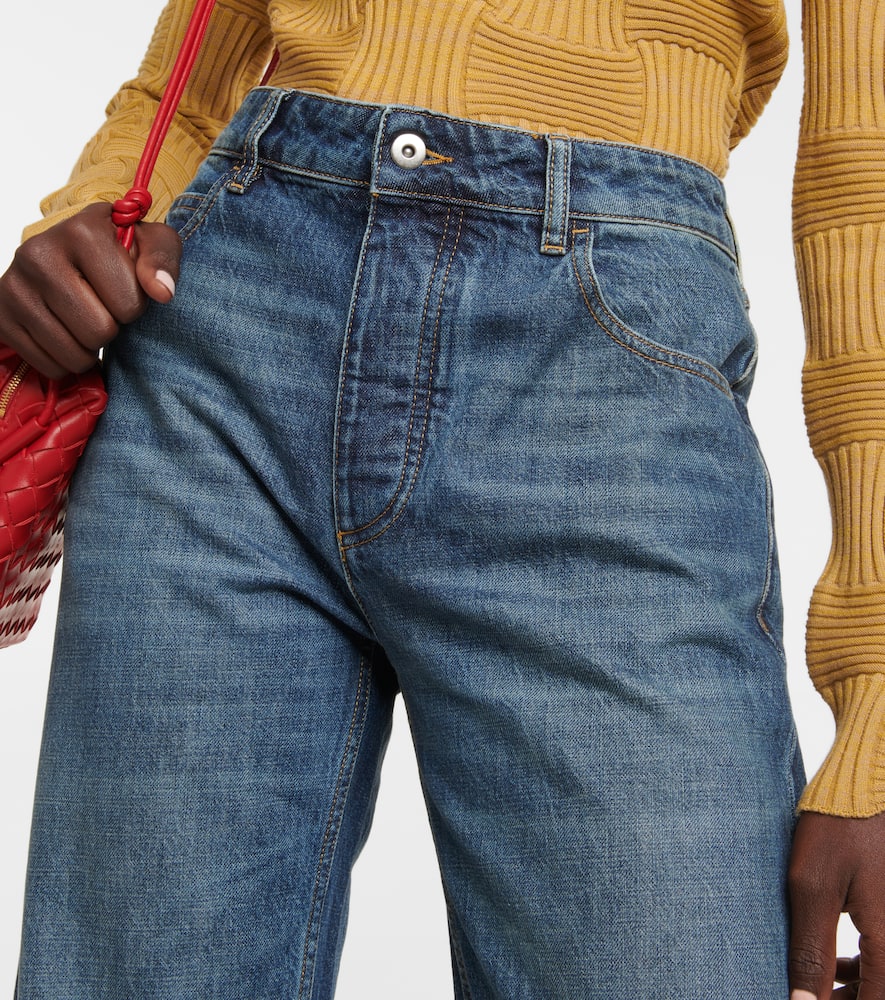 Bottega Veneta Blue 5-pocket Trousers In Denim Printed Viscose Woman In Mid Blue
