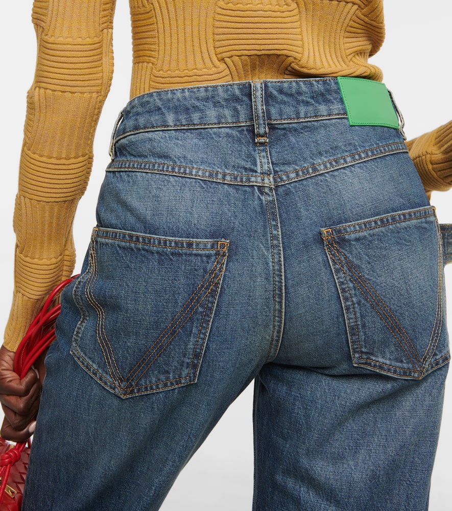 Bottega Veneta Blue 5-pocket Trousers In Denim Printed Viscose Woman In Mid Blue