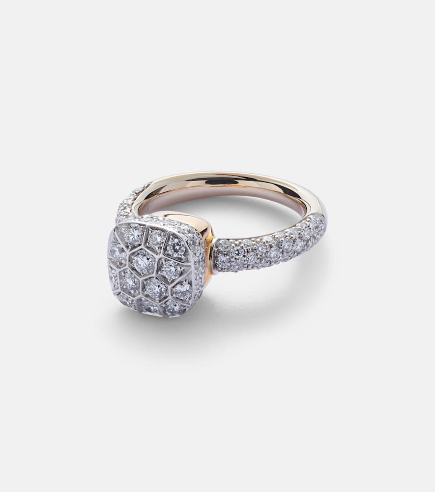 POMELLATO NUDO SOLITAIRE 18KT WHITE AND ROSE GOLD RING WITH DIAMONDS