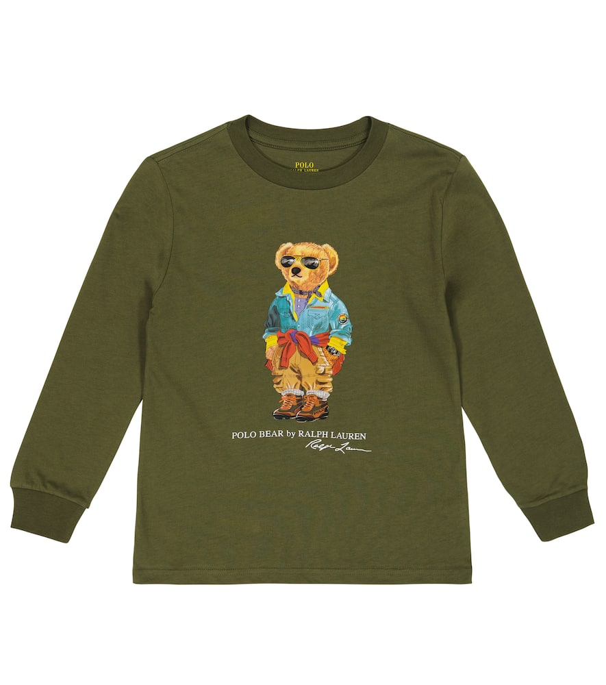 Polo Ralph Lauren Kids' Polo Bear Cotton Jersey Tshirt In Dark Sage