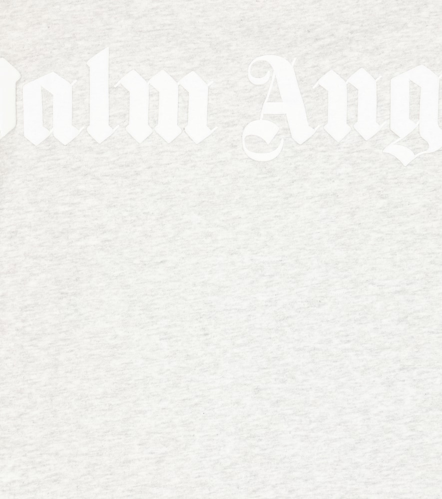 Palm Angels Grey T-shirt With Multicolor Print In Melange Grey
