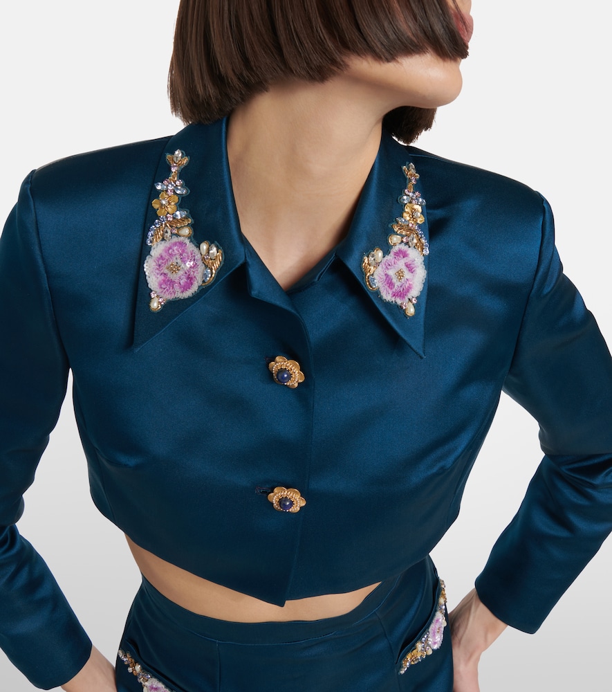  Miss Sohee Miss Sohee Verzierter Cropped-blazer Aus Seide 