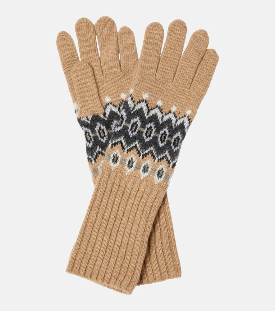 Intarsia cashmere-blend gloves