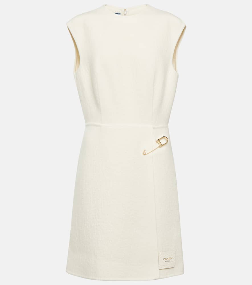 Prada Embellished wool-blend minidress