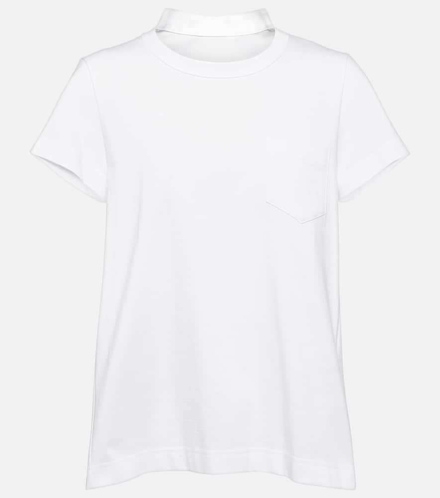 Sacai Pleated Cotton Jersey T-shirt In White