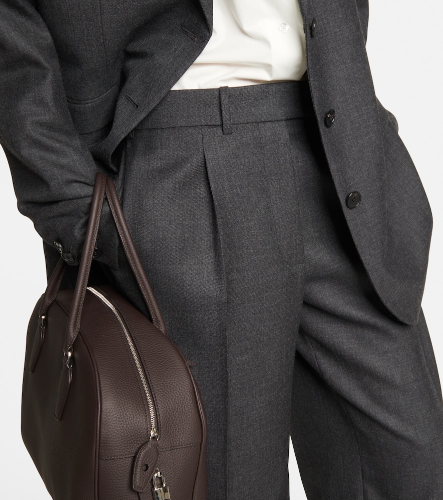 The Row Roan Pleated Wool Wide-leg Pants In Grey