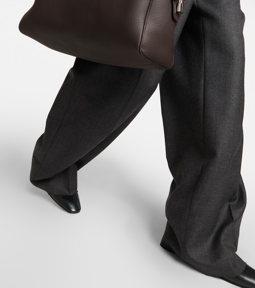 The Row Roan Pleated Wool Wide-leg Pants In Grey