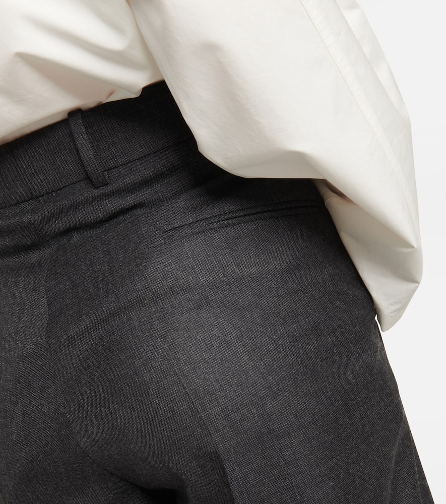 The Row Roan Pleated Wool Wide-leg Pants In Grey
