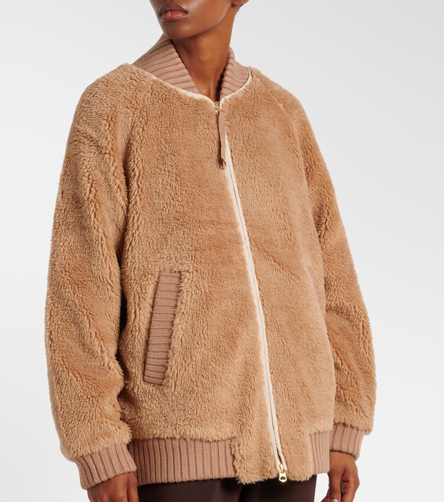 Varley Ella Fleece Bomber Jacket In Beige