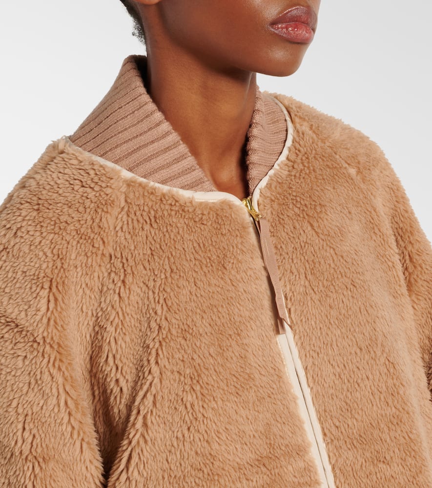 Varley Ella Fleece Bomber Jacket In Beige