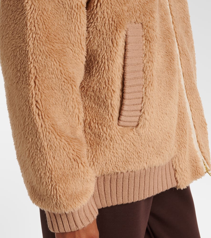 Varley Ella Fleece Bomber Jacket In Beige
