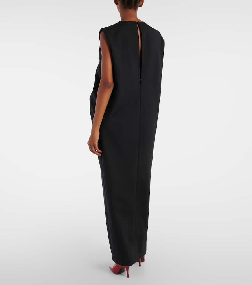 Khaite Niel Long Twist Front Mohair Wool Dress In Black