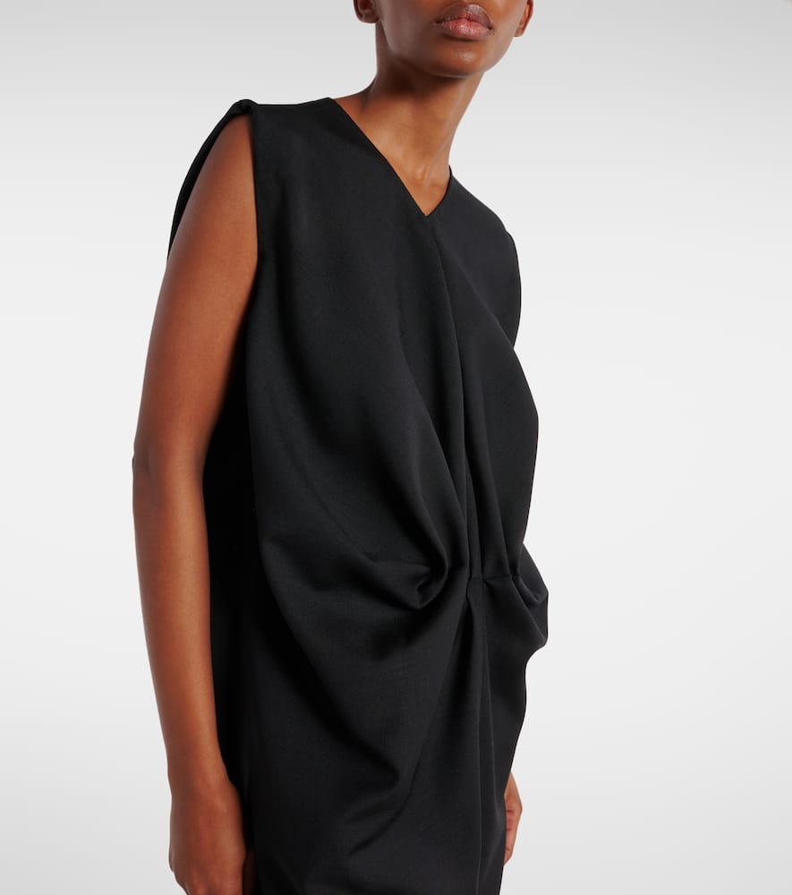 Khaite Niel Long Twist Front Mohair Wool Dress In Black