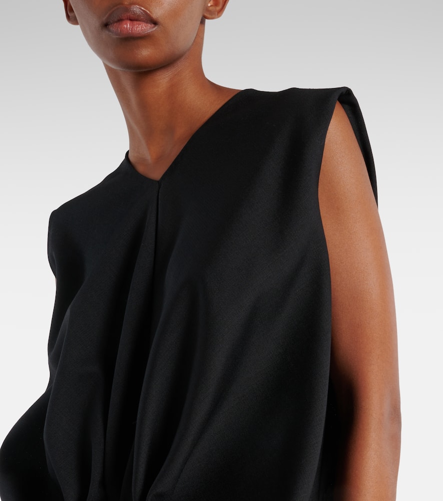 Khaite Niel Long Twist Front Mohair Wool Dress In Black