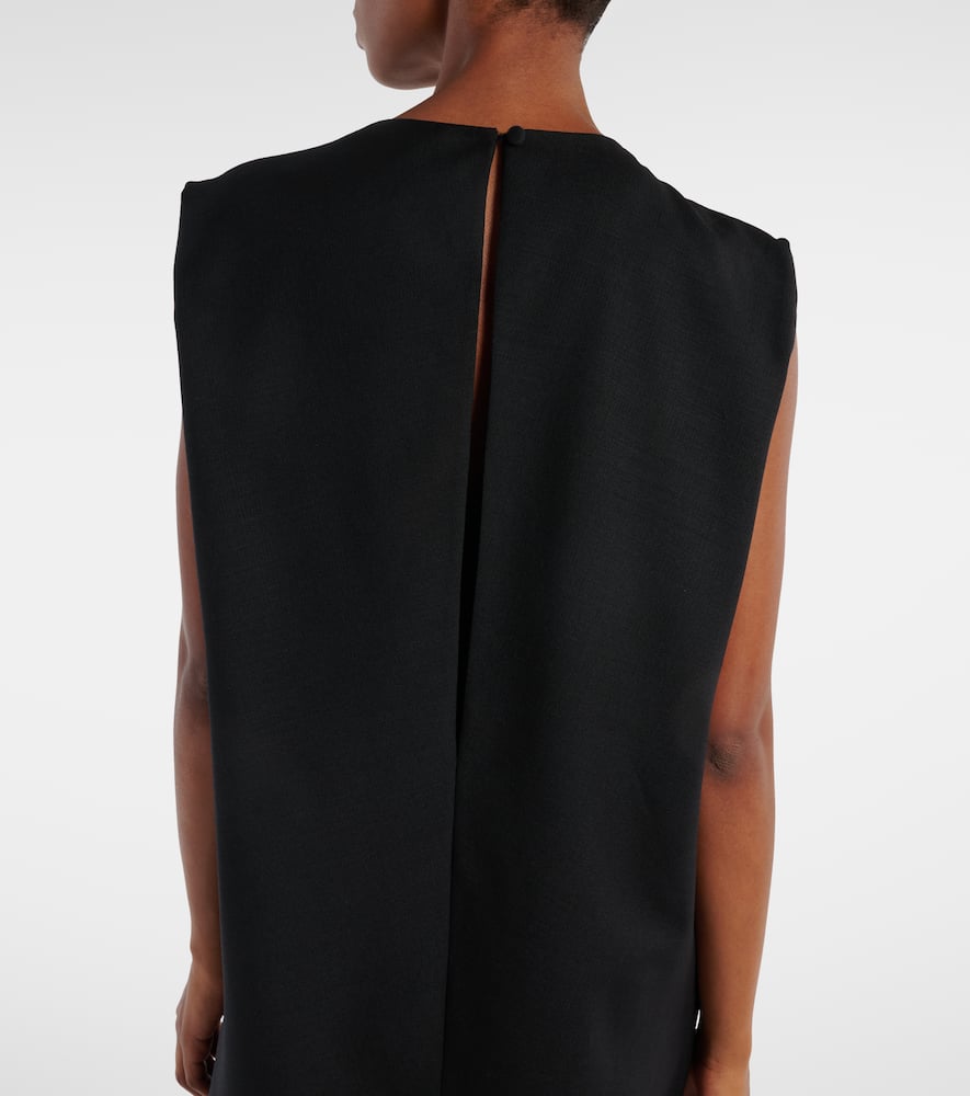 Khaite Niel Long Twist Front Mohair Wool Dress In Black