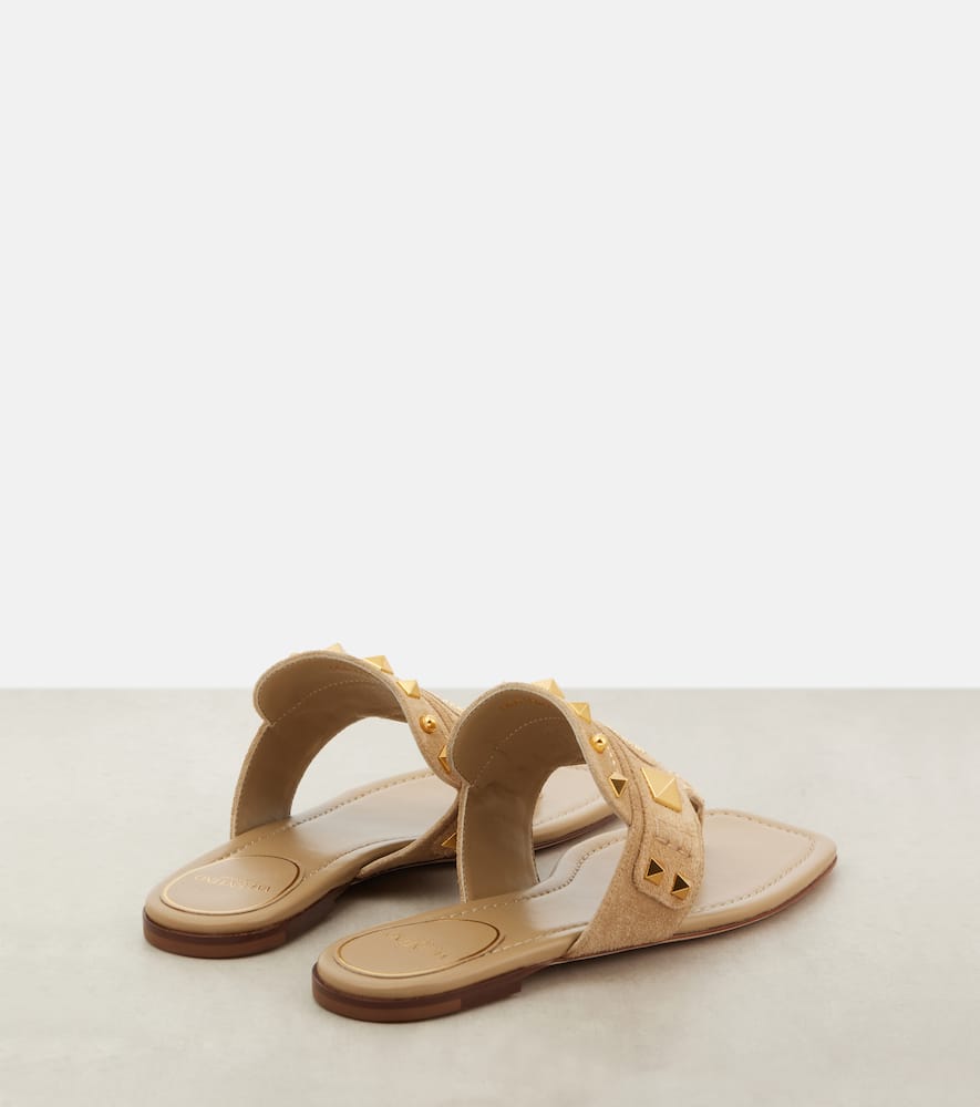 Valentino Plaster Caster Suede Thong Sandals In Beige