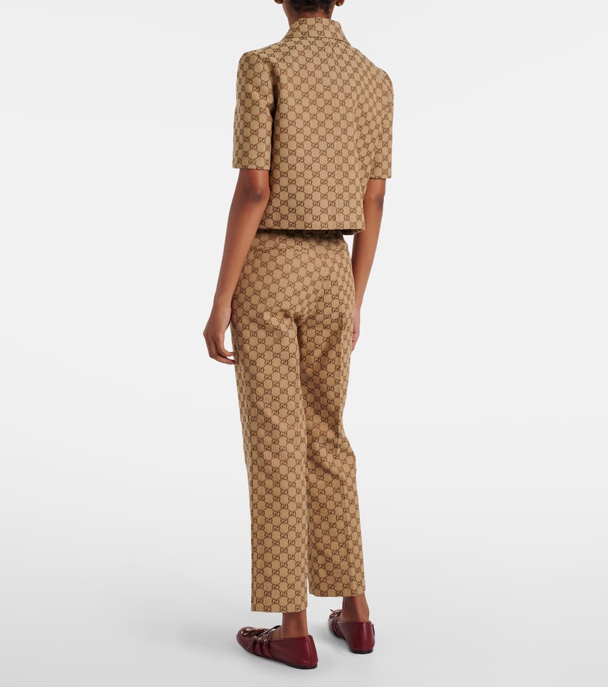 Gucci Horsebit Gg Canvas Jacket In Brown