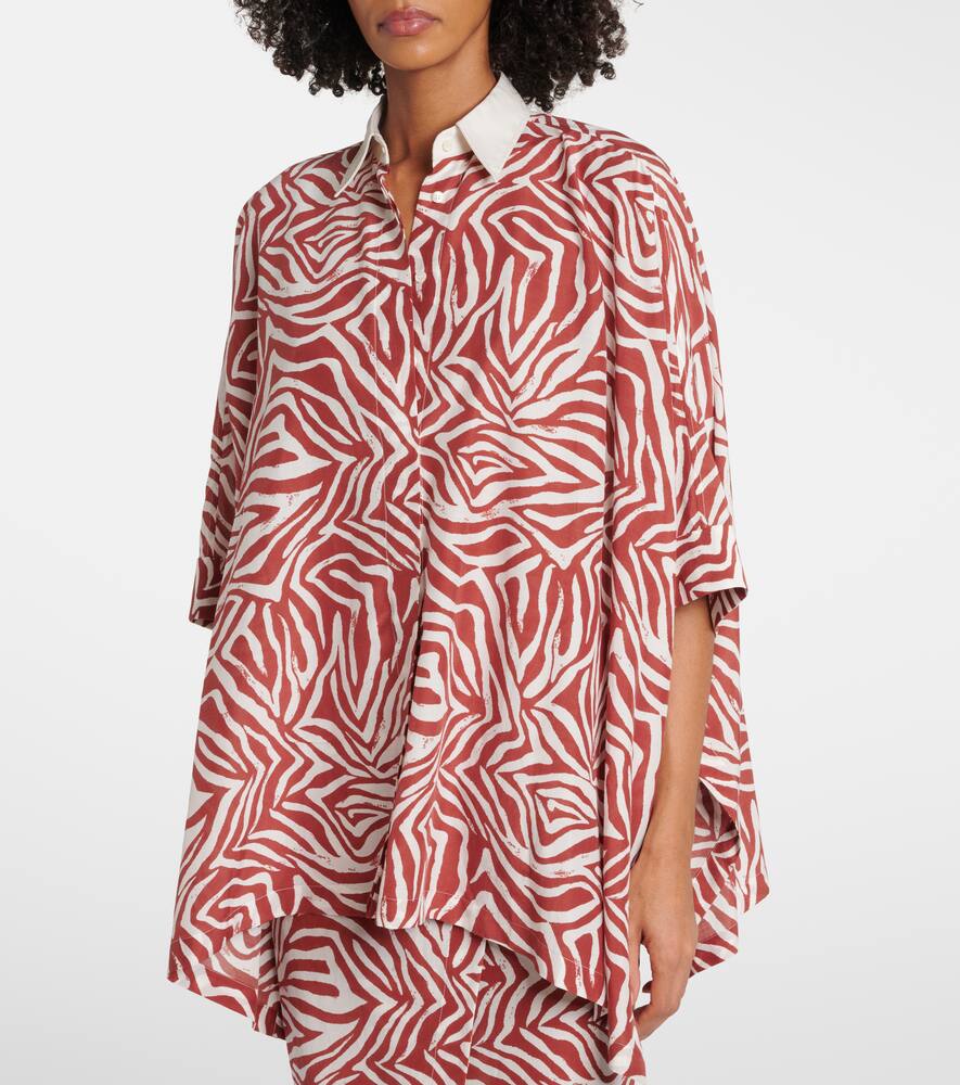 Brunello Cucinelli Printed Cotton And Silk Shirt In Panama/rosso