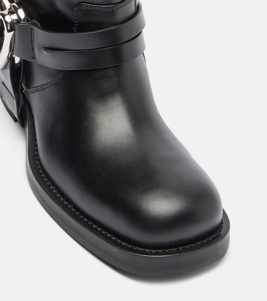 Mach&mach Heart Detail Knee-high Block Heel Boots In Black