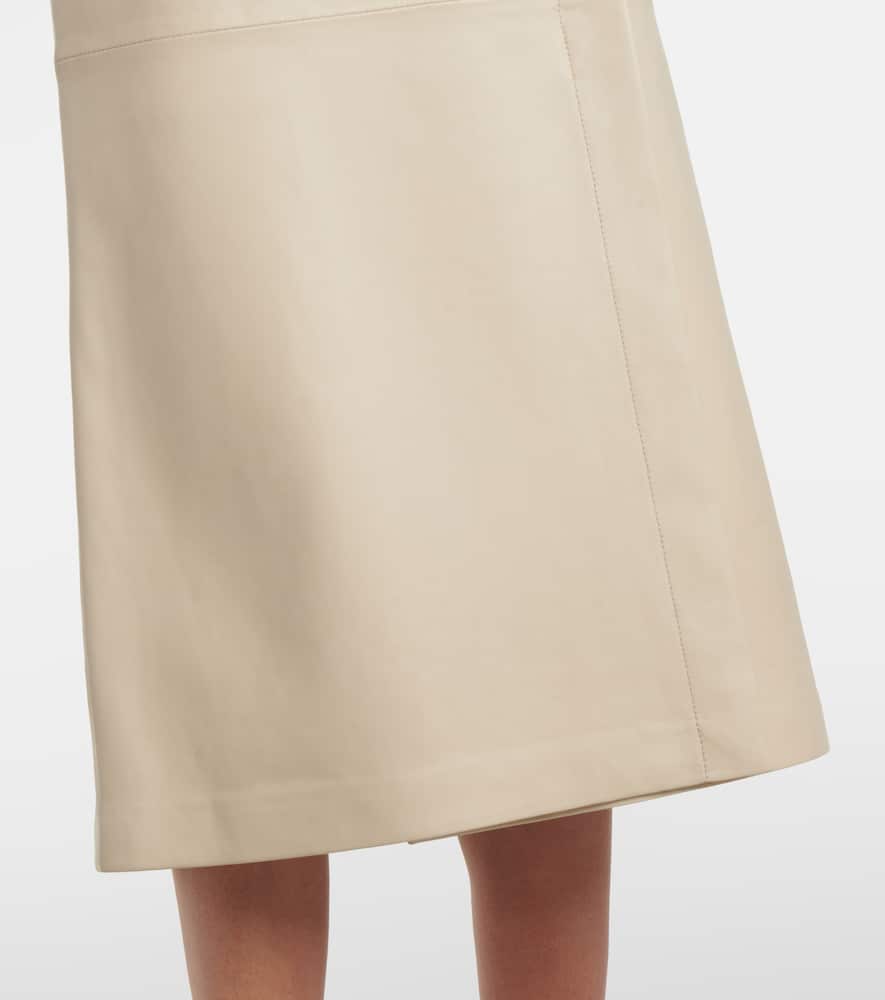 Joseph Leather Midi Skirt In Neutral