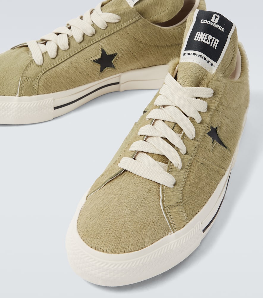 Rick Owens X Converse Calf Hair Sneakers In Green