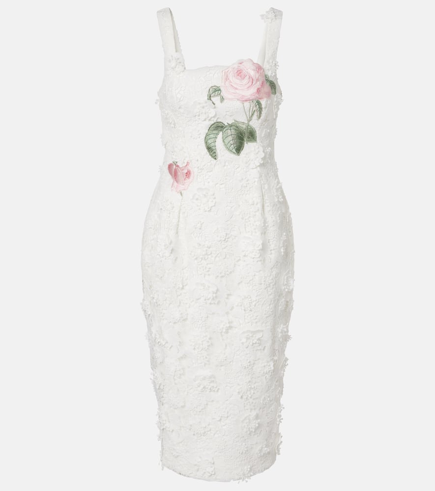 Leo Lin Bridal Larissa Floral Lace Midi Dress In White
