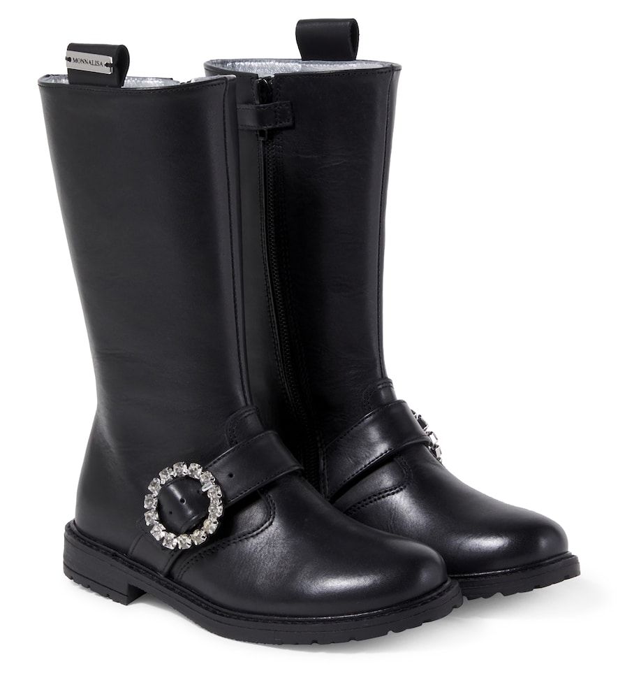 Monnalisa Stivali in pelle con cristalli